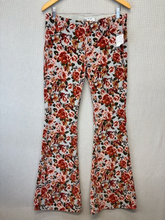 Free People Pants - NWT Free People Driftwood Farrah Corduroy`Flare Pants Jeans Floral Burgundy 29